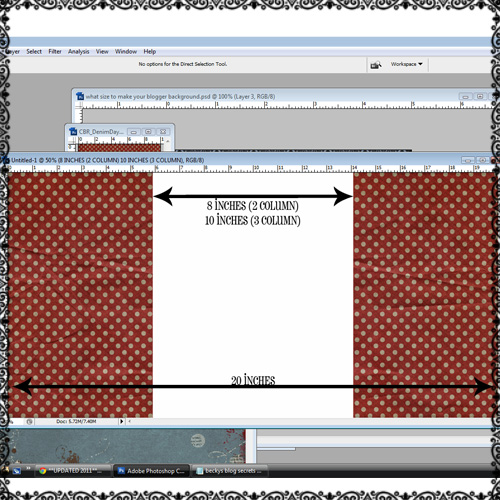 easy directions on what size to use to make your own blog background
