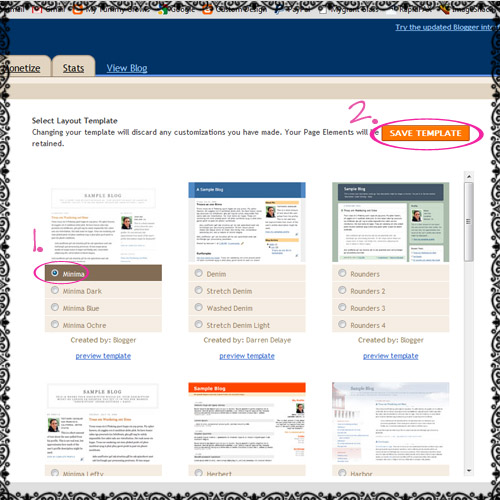 how to get minima template back on blogger 5